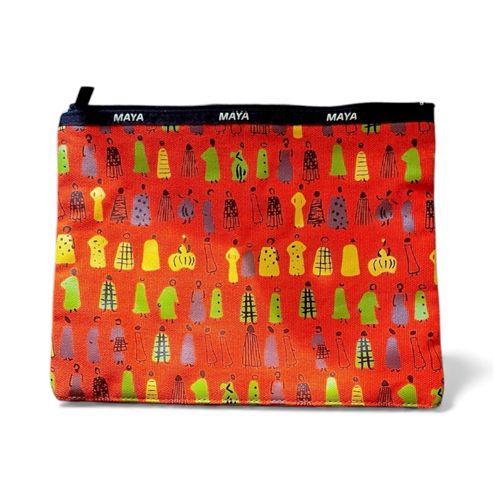 Maya Red and Green Patterned Cosmetic Makeup Bag Pouch Zipper Clutch Travel Bag